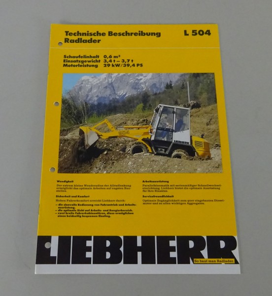 Prospekt / Broschüre Liebherr Radlader L 504 Technische Daten Stand 06/1996