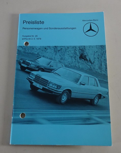 Preisliste Mercedes Benz W123 / W116 / R107 / W100 gültig ab 02/05/1979