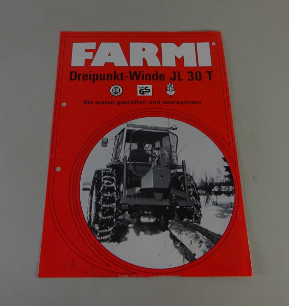 Prospektblatt / Broschüre FARMI Dreipunkt-Winde JL 30 T Stand 1980