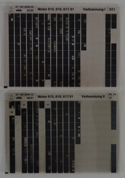 Microfich Teilekatalog Mercedes OM 615 / 616 / 617.91 Verbrennung I - II 08/1981