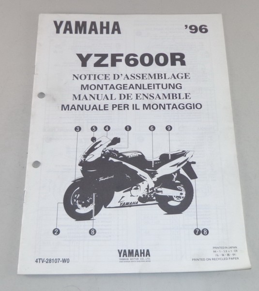 Montageanleitung / Set Up Manual Yamaha YZF 600 R Stand 1996