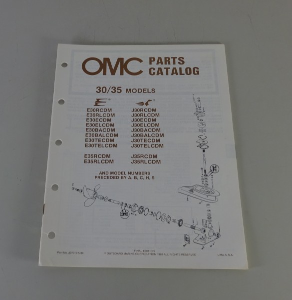 Teilekatalog OMC Evinrude / Johnson Outboards 30 / 35 PS Models Stand 05/1986