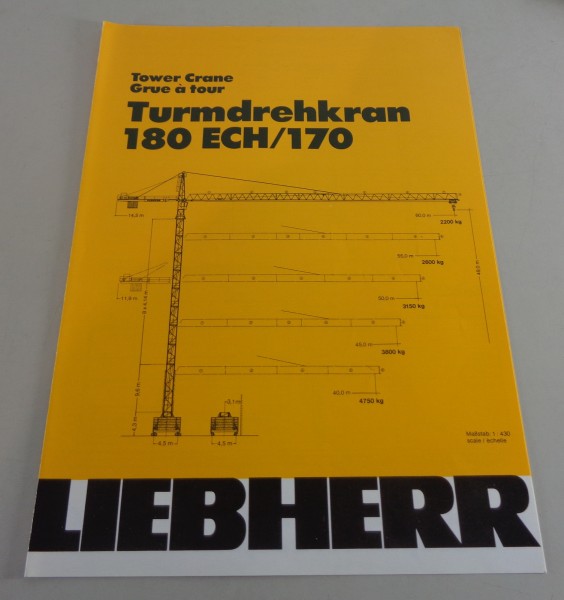 Datenblatt / Technische Beschreibung Liebherr Turmdrehkran 180 ECH/170 01/1988
