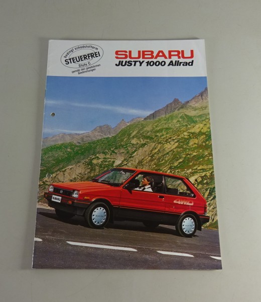 Prospekt / Broschüre Subaru Justy 1000 Allrad Stand ca. 1987