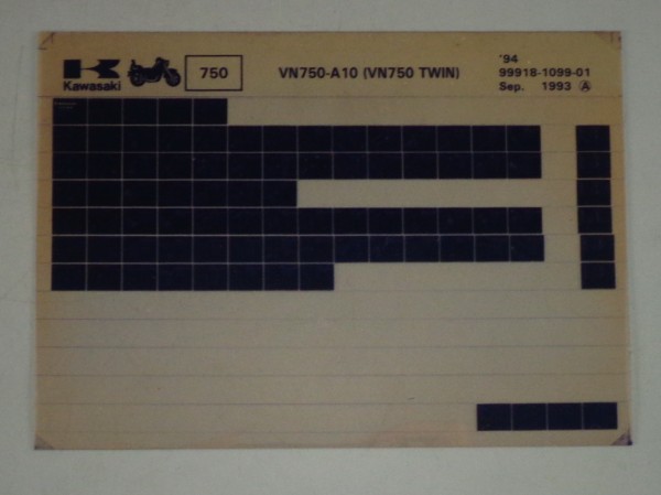 Microfich Ersatzteilkatalog Kawasaki VN 750 TWIN VN 750 A10 Model 94 Stand 09/93