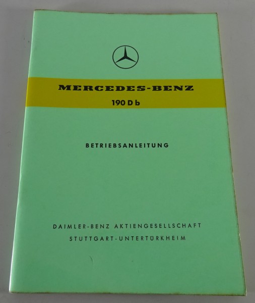 Betriebsanleitung / Handbuch Mercedes W121 190 Db Ponton Diesel Stand 09/1960