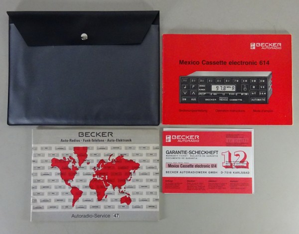 Bordmappe + Handbuch Becker Auto-Radio Mexico Cassette electronic 614 Stand 1981