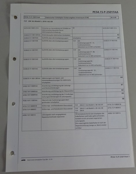 E-Schaltplan Mercedes-Benz W204 Sicherungsbox Innenraum (F34) | Stand 12/2010