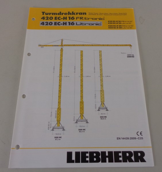 Datenblatt Liebherr Turmdrehkran 420 EC-H 16 FR.tronic / Litronic von 04/2010