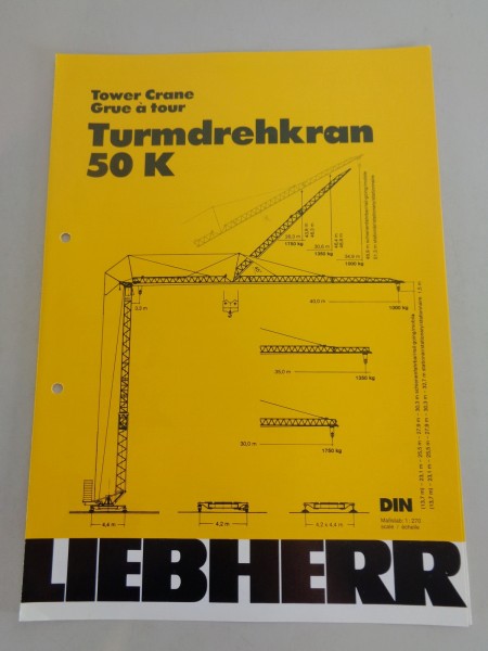 Datenblatt / Data sheet Liebherr Turmdrehkran 50 K Stand 04/1994