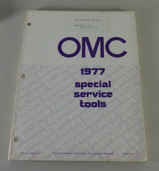Spezialwerkzeug Katalog OMC Bootsmotoren Servicewerkzeuge Modelljahr 1977