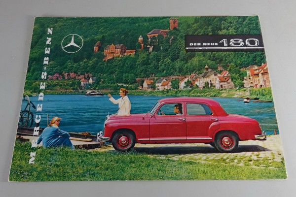 Faltprospekt / Broschüre Mercedes-Benz 180 W120 Ponton mit 1897ccm Stand 1957