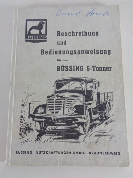 Betriebsanleitung / Handbuch Büssing 5000 S / A / T 5-Tonner von 12/1950