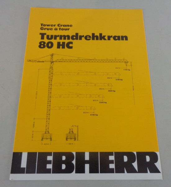Datenblatt / Technische Beschreibung Liebherr Turmdrehkran 80 HC von 04/1983