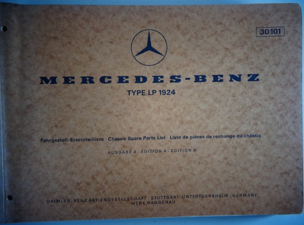 Teilekatalog / Ersatzteilliste Mercedes Benz Typ LP 1924 Stand 10/1969