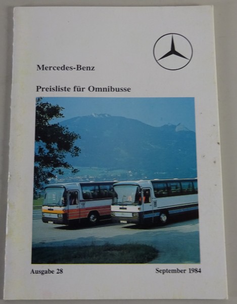 Preisliste Mercedes-Benz Omnibus Ausgabe Nr.: 28 Stand 09/1984