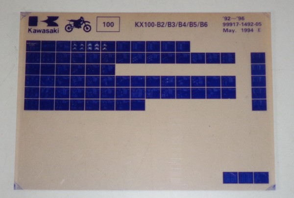 Microfich Ersatzteilkatalog Kawasaki KX 100 B2-B6 Model 1992-96 Stand 05/94
