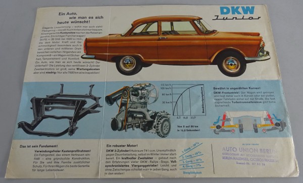 Prospektblatt / Broschüre Auto Union DKW Junior Stand 1959
