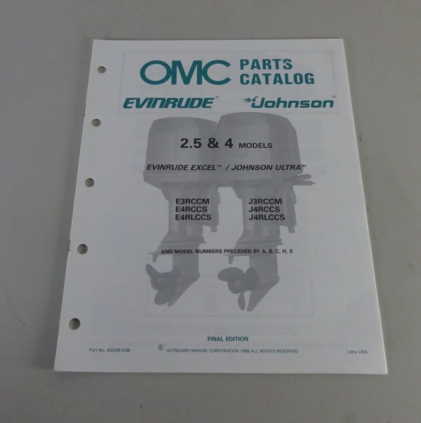Teilekatalog Johnson Evinrude Außenborder / Outboards 2.5 / 4 Models von 6/1988