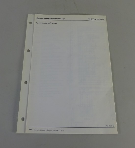 Schaltplan Mercedes-Benz W124 USA Einbruch-Diebstahl-Warnanlage ab '1987