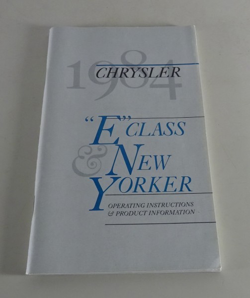Owner´s Manual / Handbook Chrysler New Yorker / E Class Stand 1984