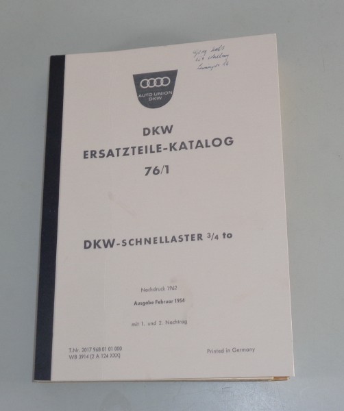 Teilekatalog / Ersatzteilliste DKW Schnellaster 3/4 to von 02/1954 Karosserie