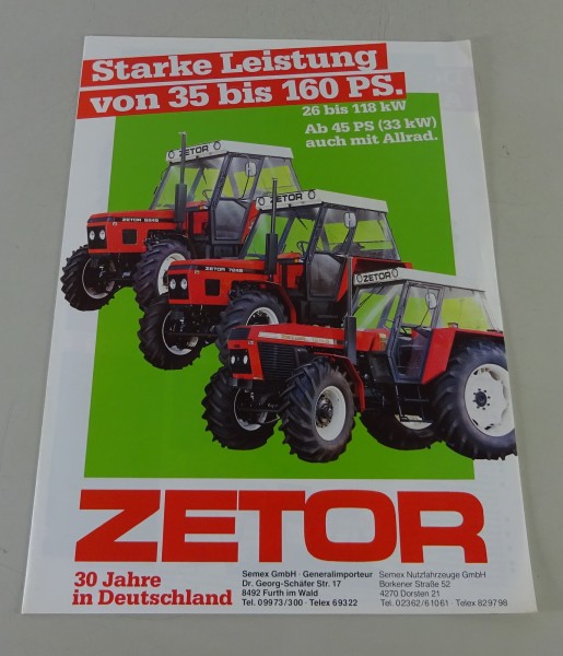 Prospekt / Broschüre Zetor Schleppertypen von 35 bis 160 PS