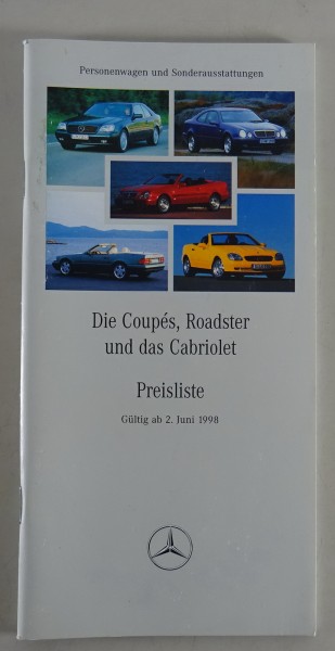 Preisliste Mercedes Benz R170 / C208 / R129 / C140 gültig ab 02/06/1998