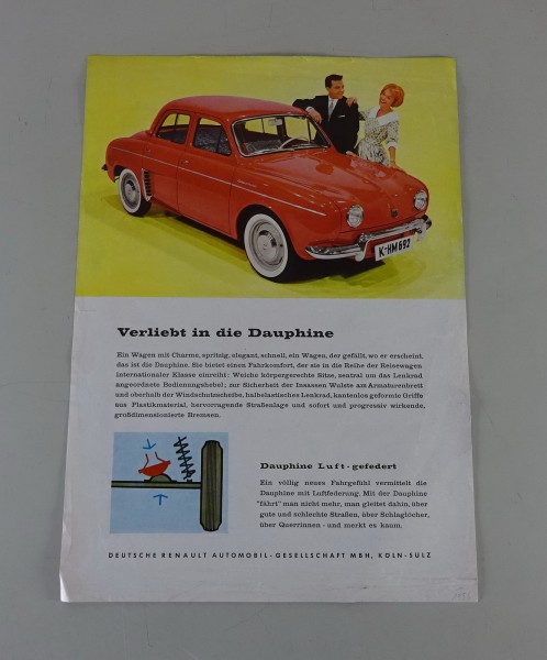 Prospektblatt Renault Dauphine Stand ca. 1960