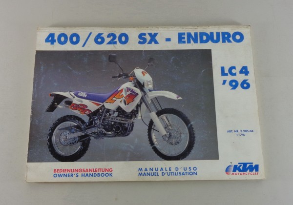 Betriebsanleitung / Handbook KTM 400 / 620 SX - Enduro LC4 Stand 1996