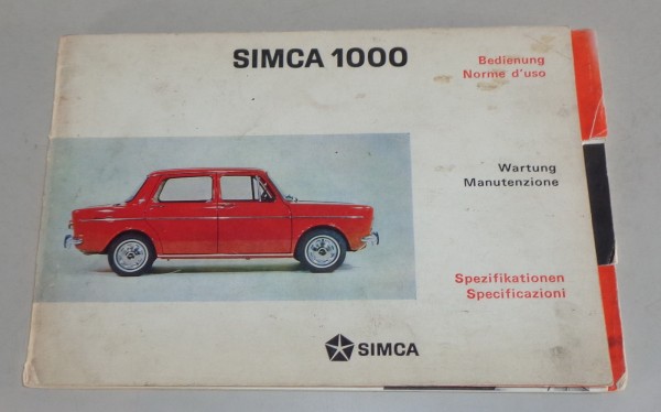 Betriebsanleitung / Handbuch Simca 1000 1. Serie 1961-1968