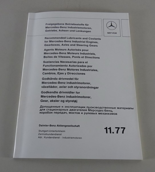Handbuch Mercedes-Benz für freigegebene Betriebsstoffe Industriemotoren Getriebe