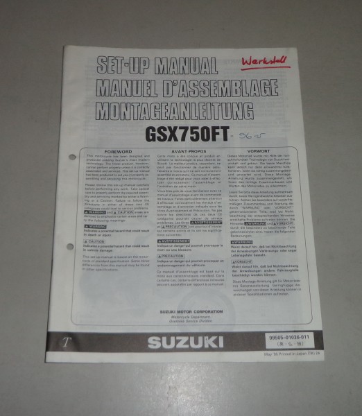 Montageanleitung / Set Up Manual Suzuki GSX 750 F Stand 05/1995