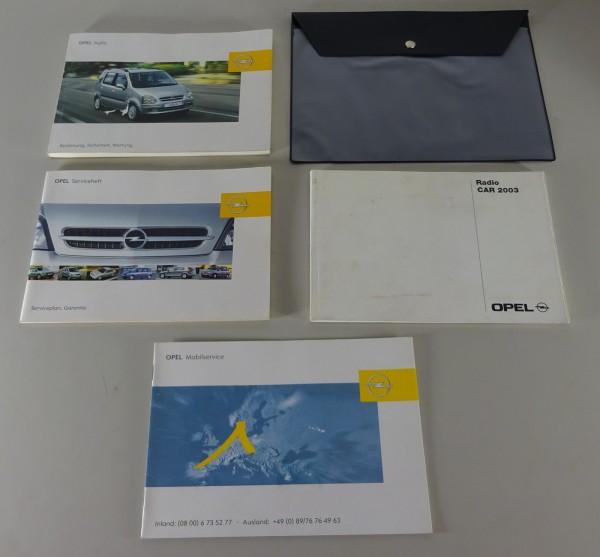 Bordmappe mit Betriebsanleitung + Zusatzanleitung Opel Agila A Stand 01/2002