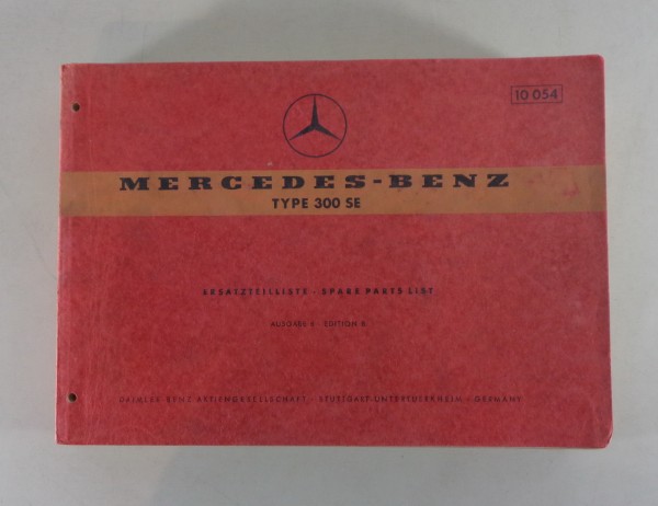 Teilekatalog Mercedes Benz W112 300 SE Stand 09/1962