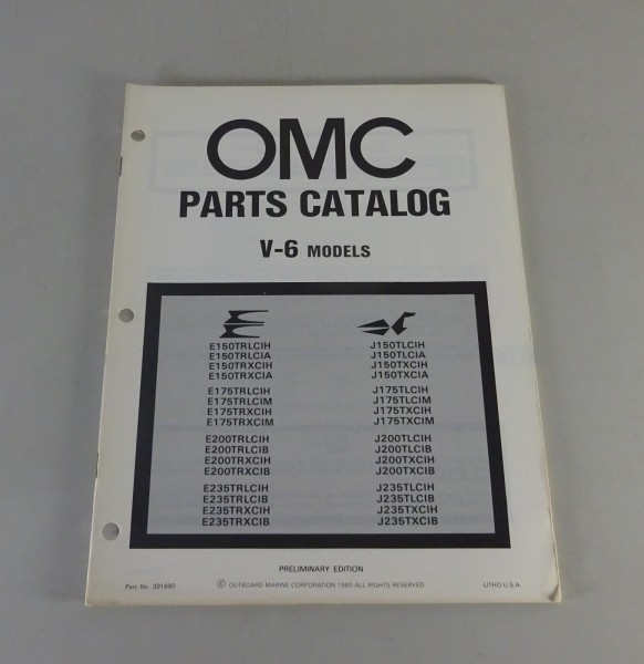 Teilekatalog OMC Evinrude / Johnson Outboards V6-Models 150-235 PS Stand 1980
