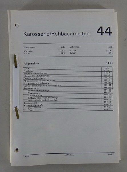 Werkstatthandbuch Karosserie / Rohbauarbeiten Ford Mondeo ab 1992