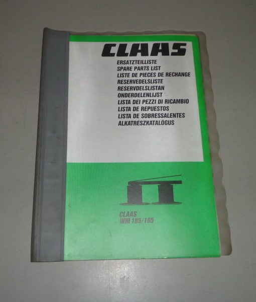 Teilekatalog / Spare Parts List Claas Mähwerk WM185 / 165 Stand10/1985