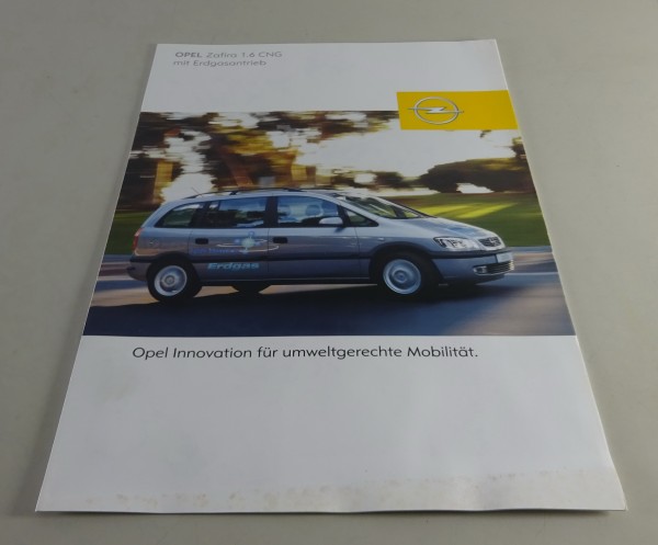 Faltprospekt / Prospekt Opel Zafira A 1.6 CNG Stand 02/2001