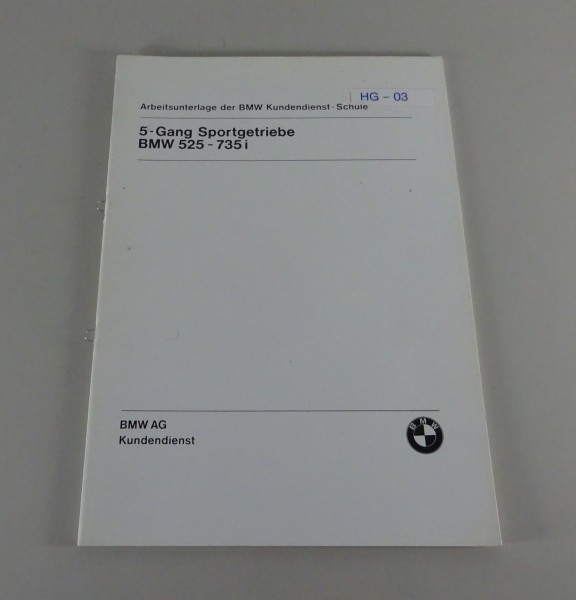 Schulungsunterlage BMW 5-Gang Sportgetriebe für E12 525 - E23 735i Stand 10/1980