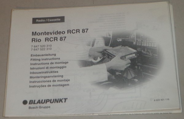 Einbauanleitung Blaupunkt Autoradio Montevideo RCR 87, Rio RCR 87