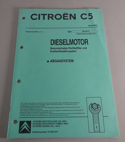 Werkstatthandbuch Citroen C5 Dieselmotor Stand 01/2002