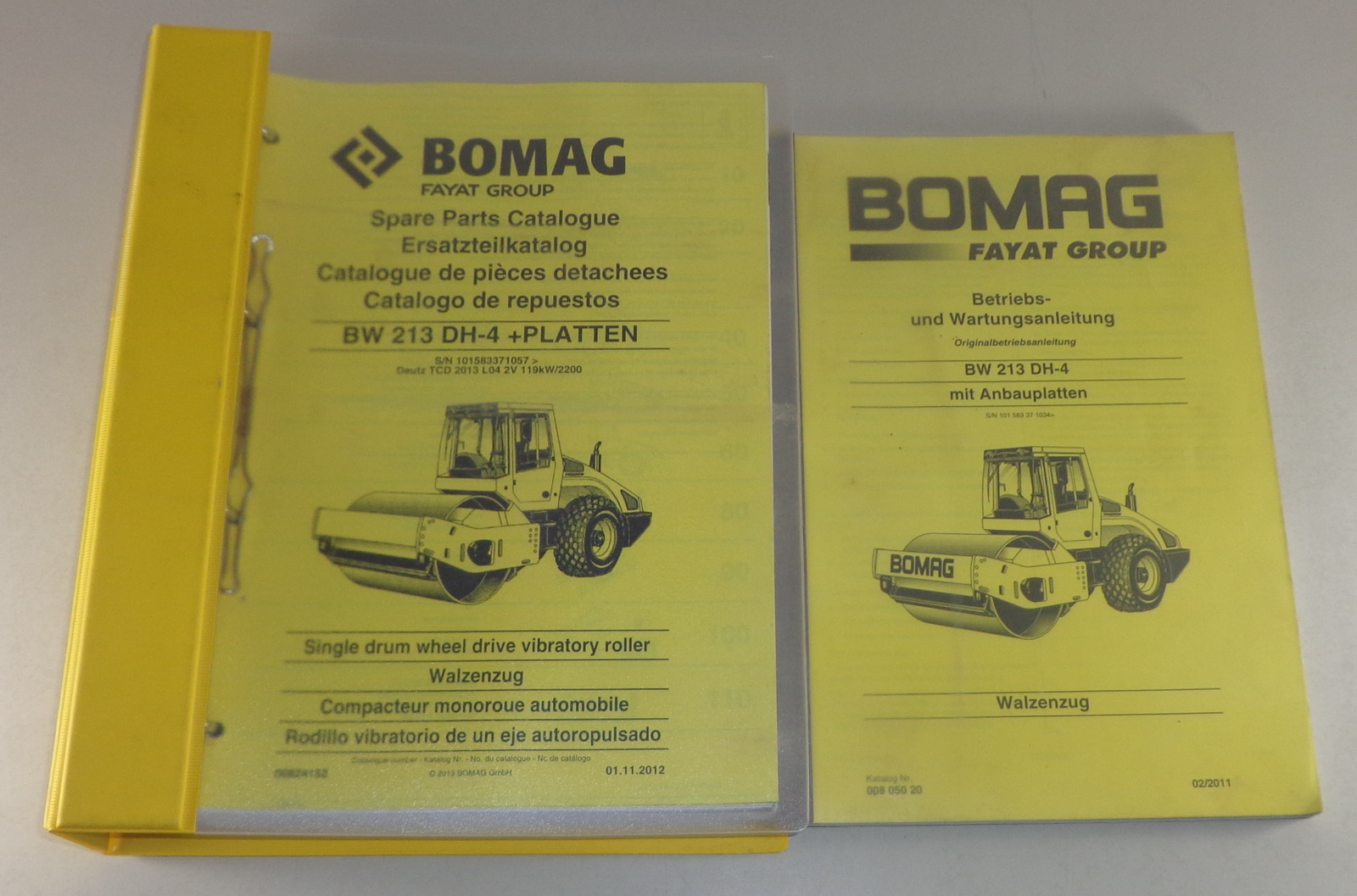 Betriebsanleitung Wartungsanleitung Teilekatalog für Bomag BW 213 DH4