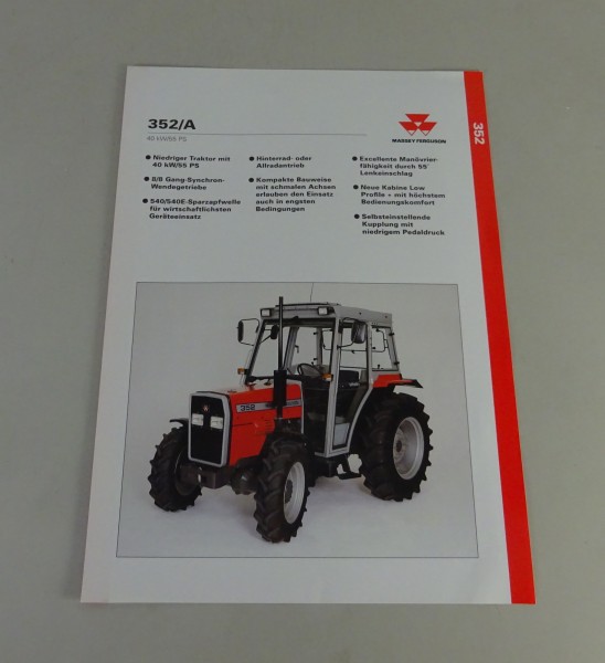 Prospektblatt / Broschüre Massey Ferguson Traktor MF 352 A Stand 1993