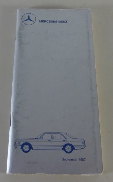 Data Book / Datenbuch Mercedes-Benz W201 / W124 / W126 / R107 Stand 09/1987