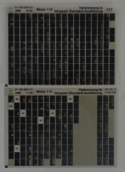 Microfich Teilekatalog Mercedes M110 Verbrennung / Vergaser Standard-Ausführung