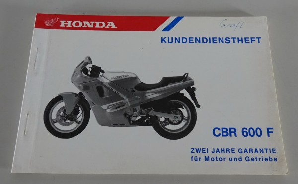 Scheckheft / Kundendienstheft Honda CBR 600 F von 09/1987