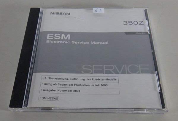 Werkstatthandbuch auf CD Nissan 350 Z Typ Z33 von 11/2004