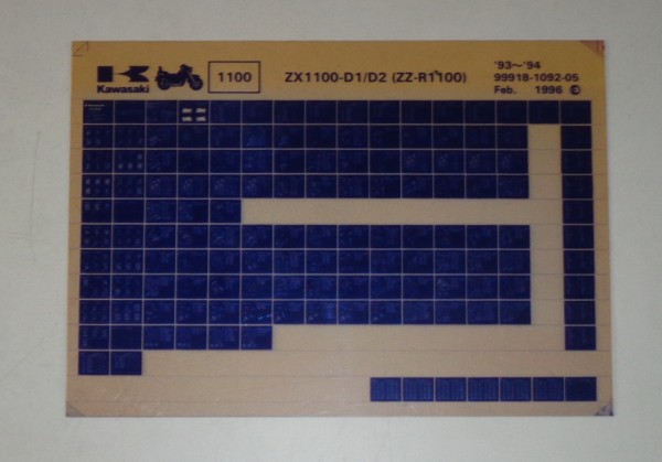 Microfich Ersatzteilkatalog Kawasaki ZZR1100 ZX1100 D1/D2 Model 93-94 Stand 2/96