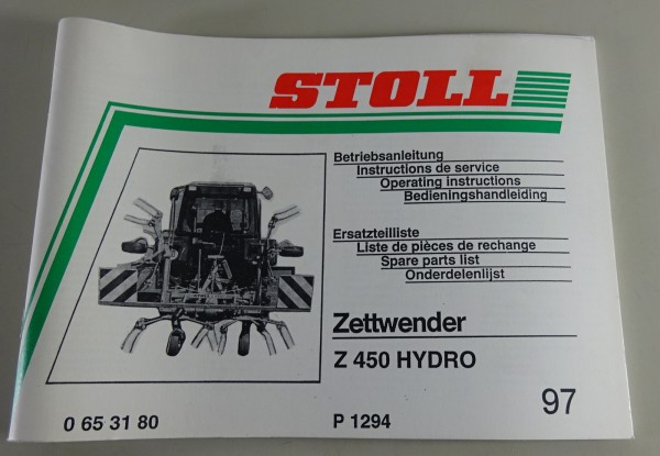 Teilekatalog / Betriebsanleitung Stoll Zettwender Z 450 Hydro Stand 1997